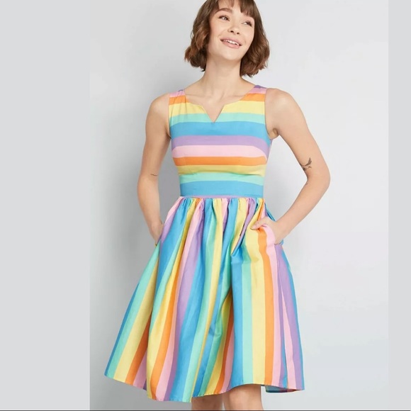 Modcloth Dresses & Skirts - Colorful Striped Sleeveless Dress